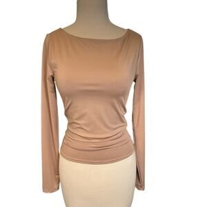 LUSH Double Lined Thick Long Sleeve Top Scoop Neck Size Small New WithOut Tag